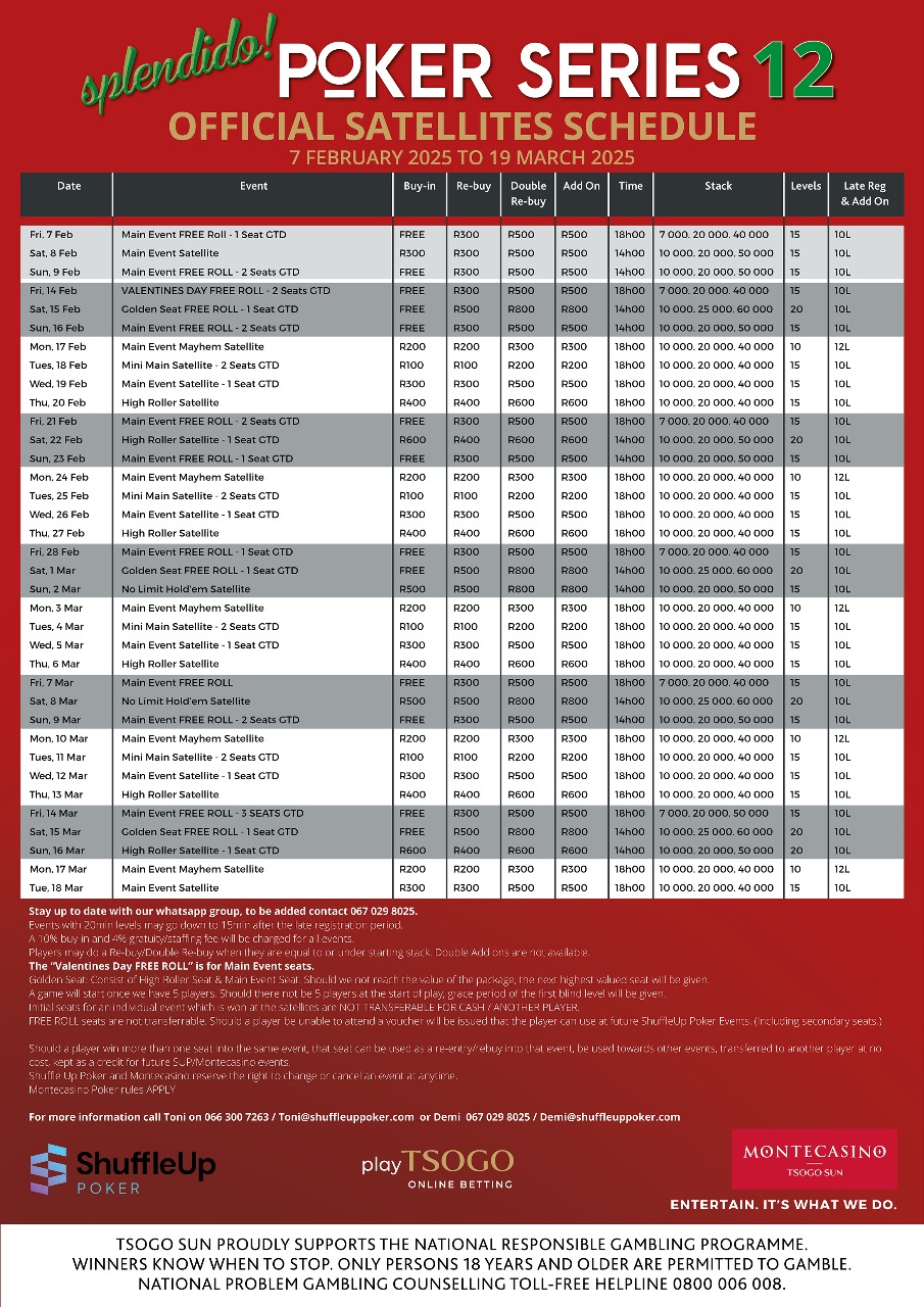 Splendido poker 12 official satellite